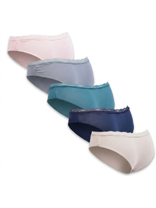 OZABI Confezione 5 Slip Donna Cotone Mini Pizzo Fiocco Satin - Kiabi OZABI Confezione 5 Slip Donna Cotone Mini Pizzo Fiocco Satin - Kiabi