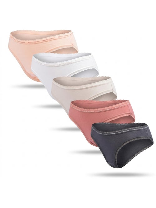 OZABI Confezione 5 Slip Donna Cotone Mini Pizzo Fiocco Satin - Kiabi OZABI Confezione 5 Slip Donna Cotone Mini Pizzo Fiocco Satin - Kiabi
