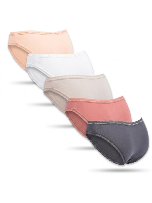 OZABI Confezione 5 Slip Donna Cotone Mini Pizzo Fiocco Satin - Kiabi OZABI Confezione 5 Slip Donna Cotone Mini Pizzo Fiocco Satin - Kiabi