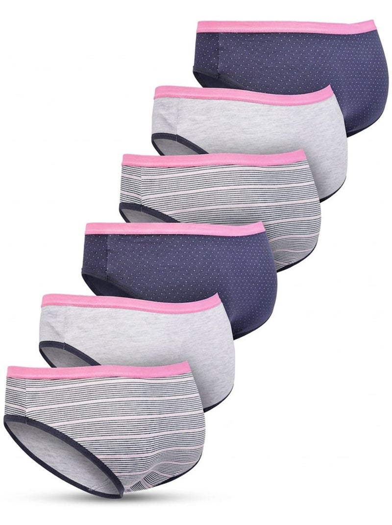 OZABI Confezione di mutandine da bambina in cotone - Set da 6 Blu Rosa Grigio - Kiabi