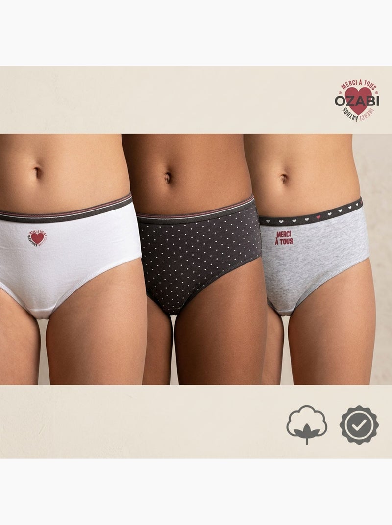 OZABI Confezione di mutandine da bambina in cotone - Set da 6 Grigio nero bianco - Kiabi