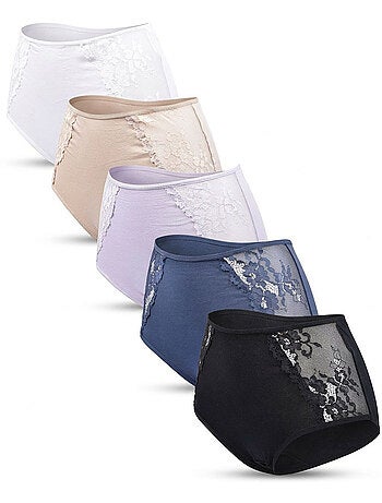 OZABI Confezione di slip da donna in cotone con pizzo – Set da 5