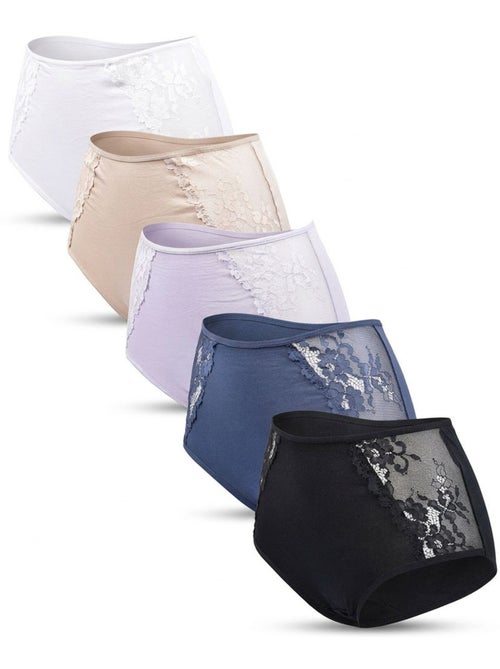 OZABI Confezione di slip da donna in cotone con pizzo – Set da 5 - Kiabi