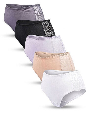 OZABI Confezione di slip da donna in cotone con pizzo – Set da 5