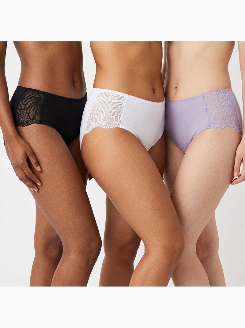 OZABI Confezione di slip da donna in cotone con pizzo – Set da 5 Nero Multicolore Bianco - Kiabi