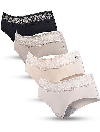 OZABI Confezione di slip modellanti da donna con pizzo invisibile – Set da 4