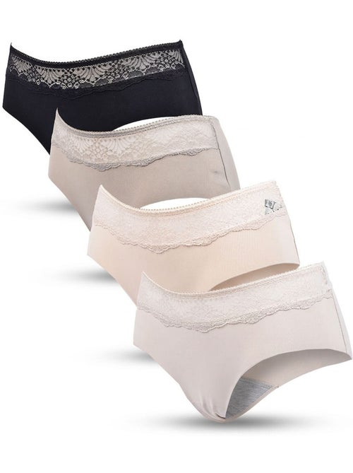 OZABI Confezione di slip modellanti da donna con pizzo invisibile – Set da 4 - Kiabi