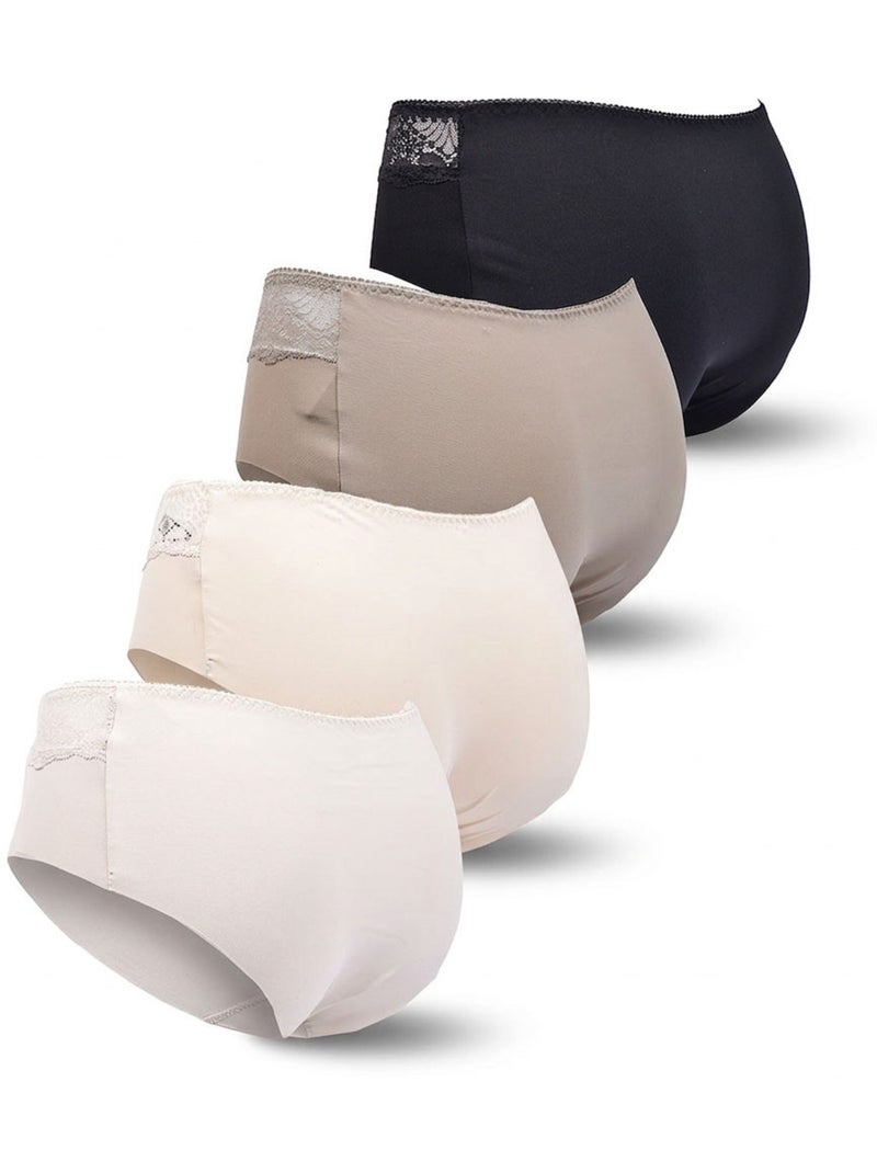 OZABI Confezione di slip modellanti da donna con pizzo invisibile – Set da 4 Beige/Nero - Kiabi