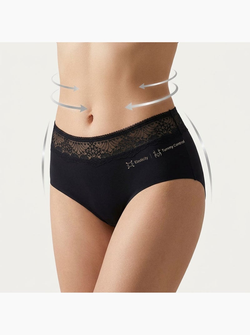 OZABI Confezione di slip modellanti da donna con pizzo invisibile – Set da 4 Beige/Nero - Kiabi
