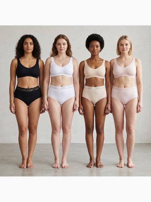 OZABI Confezione di slip modellanti da donna con pizzo invisibile – Set da 4 - Kiabi