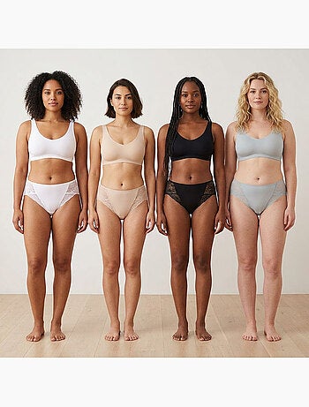 OZABI Confezione di slip modellanti da donna con pizzo invisibile – Set da 4