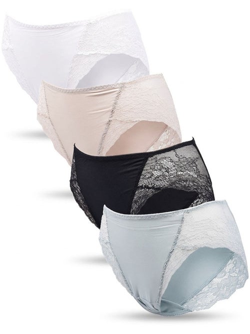 OZABI Confezione di slip modellanti da donna con pizzo invisibile – Set da 4 - Kiabi