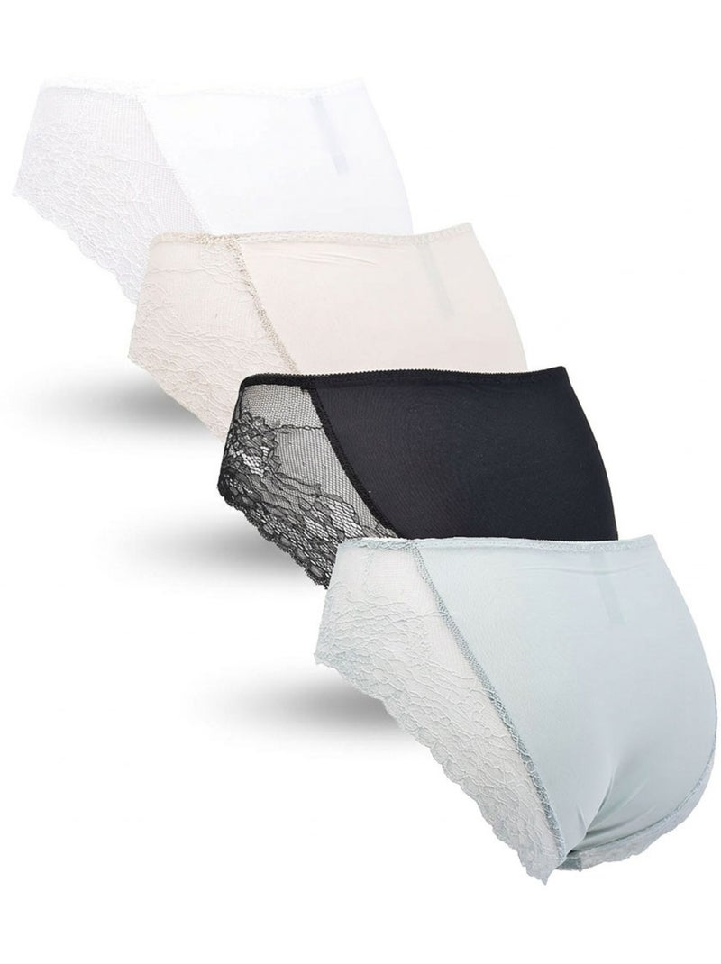 OZABI Confezione di slip modellanti da donna con pizzo invisibile – Set da 4 Bianco Blu Nero - Kiabi