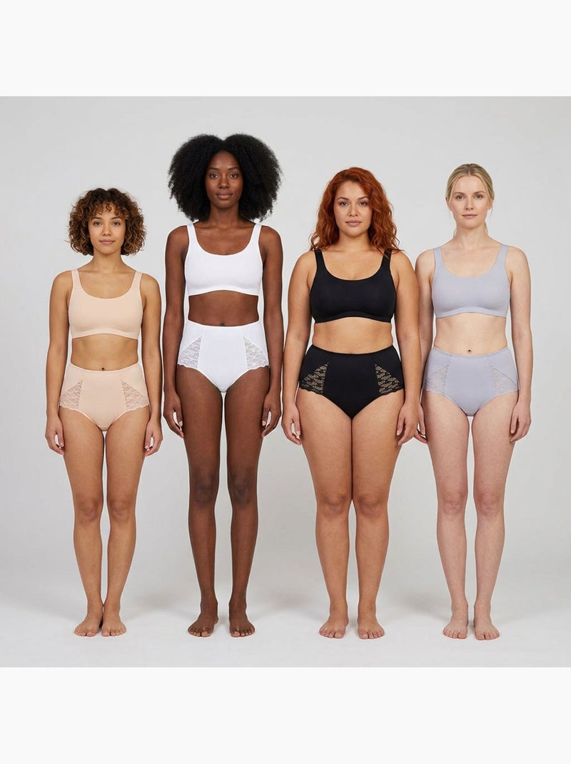 OZABI Confezione di slip modellanti da donna con pizzo invisibile – Set da 4 Bianco Malva Nero - Kiabi