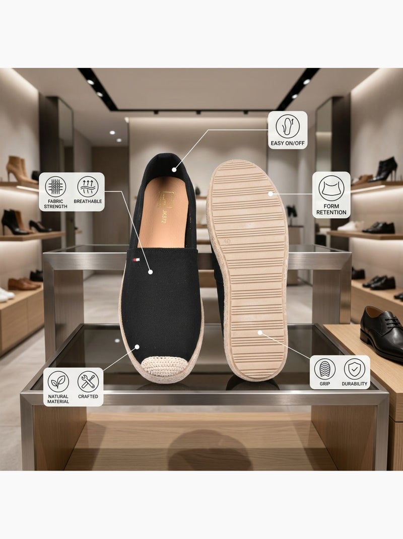 OZABI: eleganti espadrillas da uomo per l'estate, modello slip-on dallo stile chic e casual Nero - Kiabi