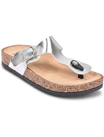 OZABI Infradito Nubuck Fibbia Cammello Argento Bronzo