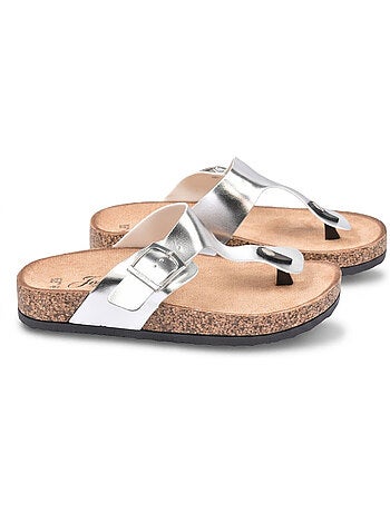 OZABI Infradito Nubuck Fibbia Cammello Argento Bronzo
