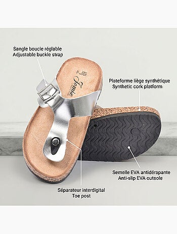 OZABI Infradito Nubuck Fibbia Cammello Argento Bronzo