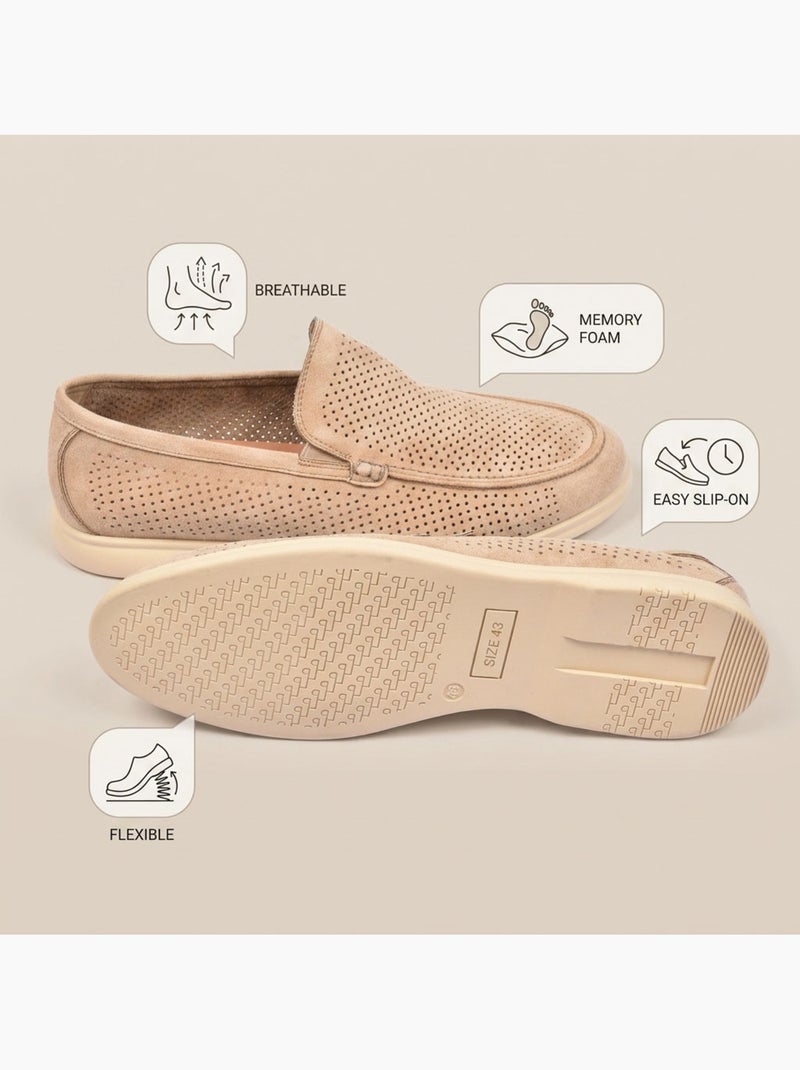 OZABI Mocassini da uomo Premium con microforature, slip-on comodi, taglie Beige - Kiabi