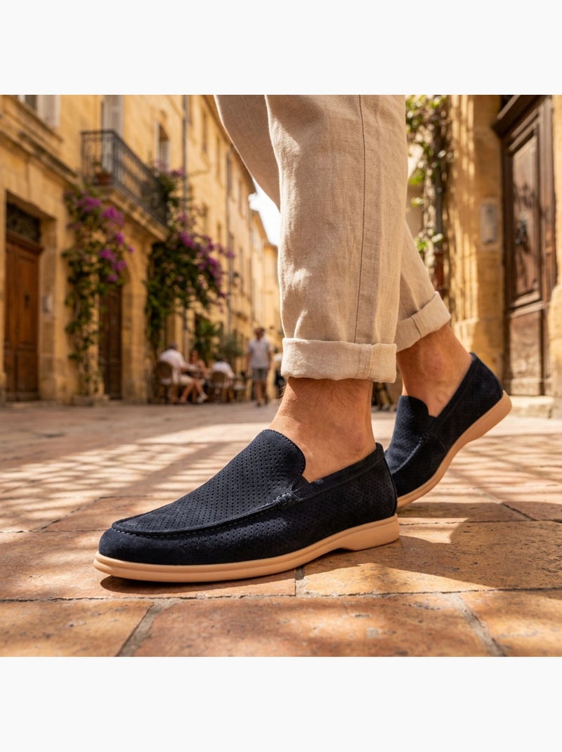 OZABI Mocassini da uomo Premium con microforature, slip-on comodi, taglie Blu marino - Kiabi