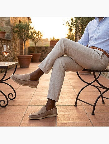 OZABI Mocassini da uomo Premium in similpelle scamosciata, comodi e senza lacci