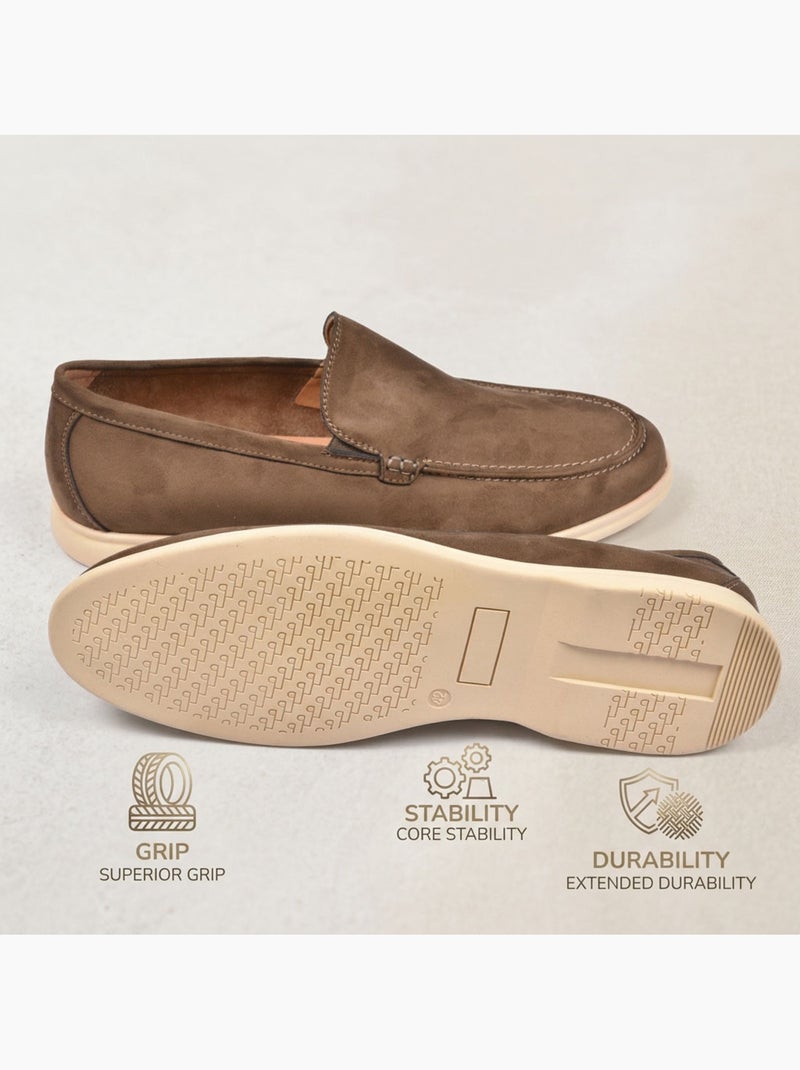 OZABI Mocassini da uomo Premium in similpelle scamosciata, comodi e senza lacci Marrone - Kiabi
