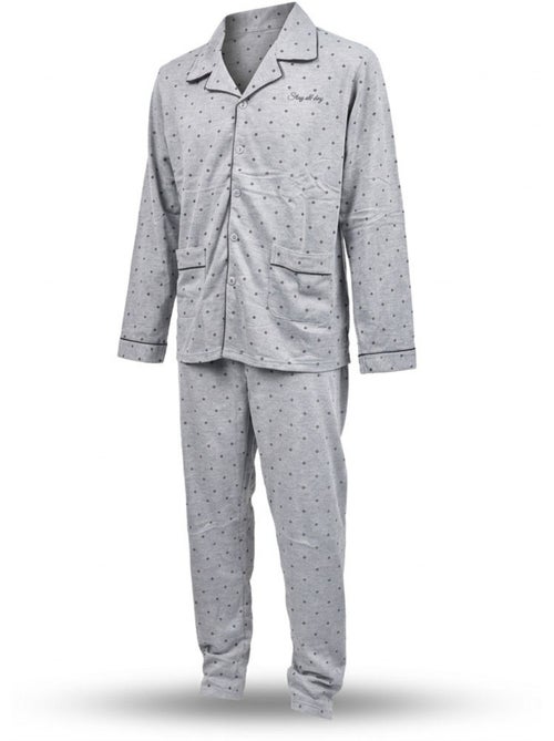 OZABI Pigiama da uomo lungo con bottoni e collo a camicia, morbidissimo - Kiabi