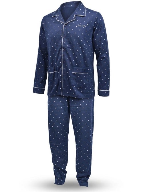 OZABI Pigiama da uomo lungo con bottoni e collo a camicia, morbidissimo - Kiabi