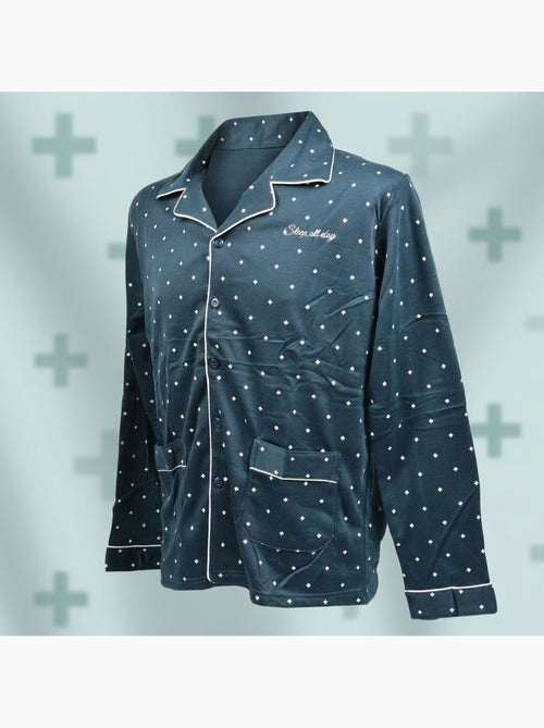 OZABI Pigiama da uomo lungo con bottoni e collo a camicia, morbidissimo - Kiabi