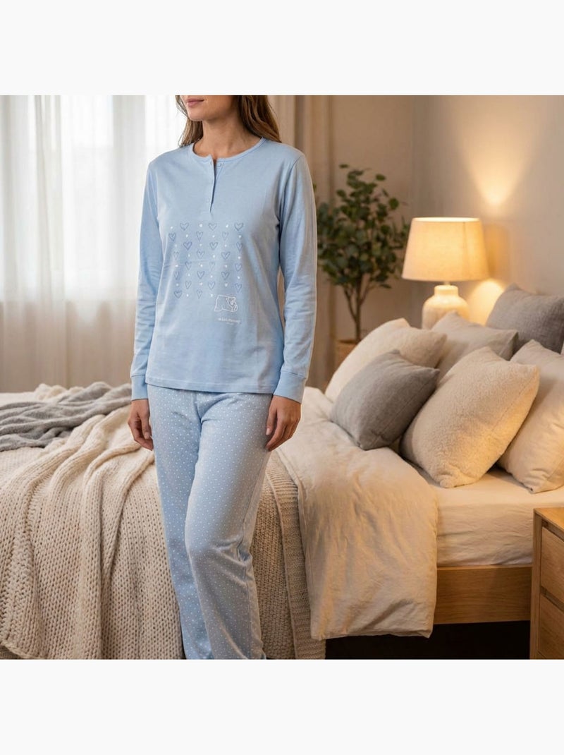 OZABI Pigiama lungo da donna con maniche lunghe Blu - Kiabi