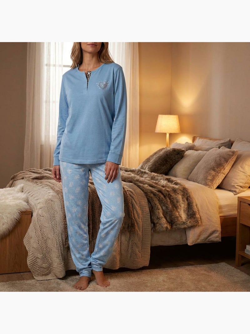 OZABI Pigiama lungo da donna con maniche lunghe Blu - Kiabi