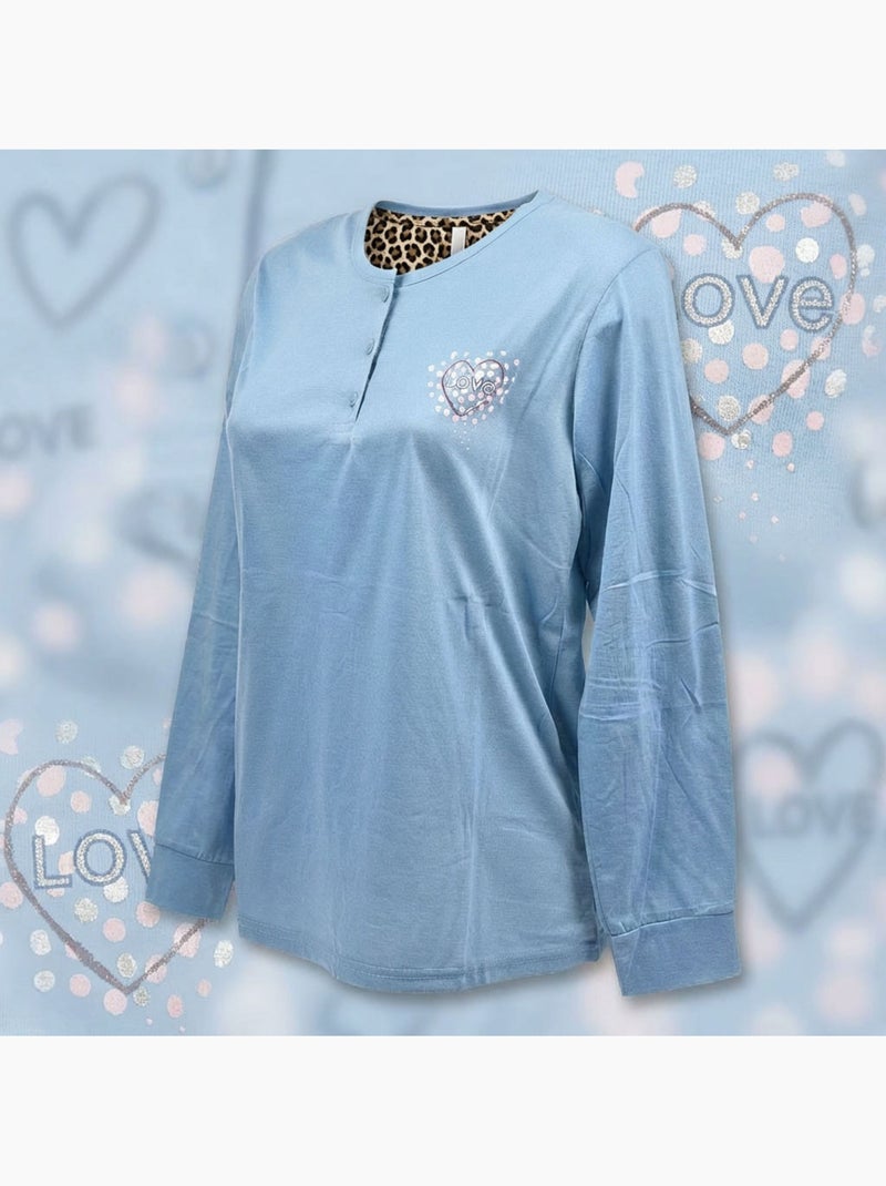 OZABI Pigiama lungo da donna con maniche lunghe Blu - Kiabi