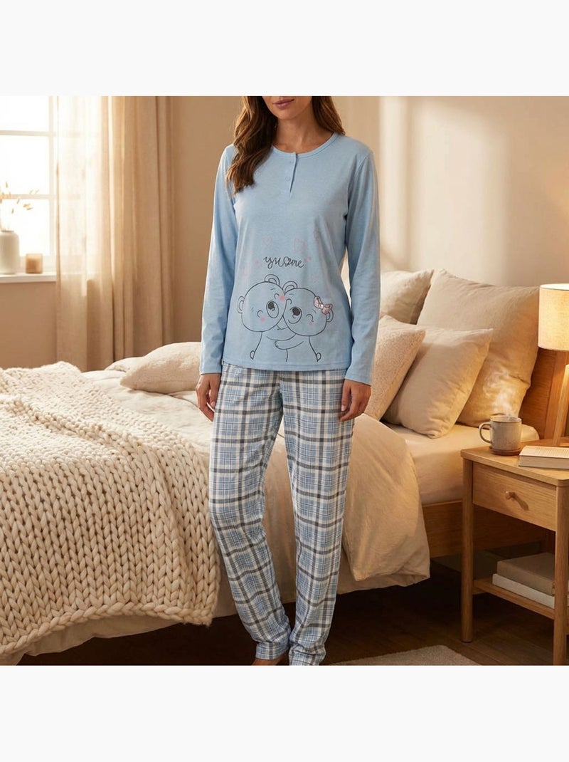 OZABI Pigiama lungo da donna con maniche lunghe Blu - Kiabi