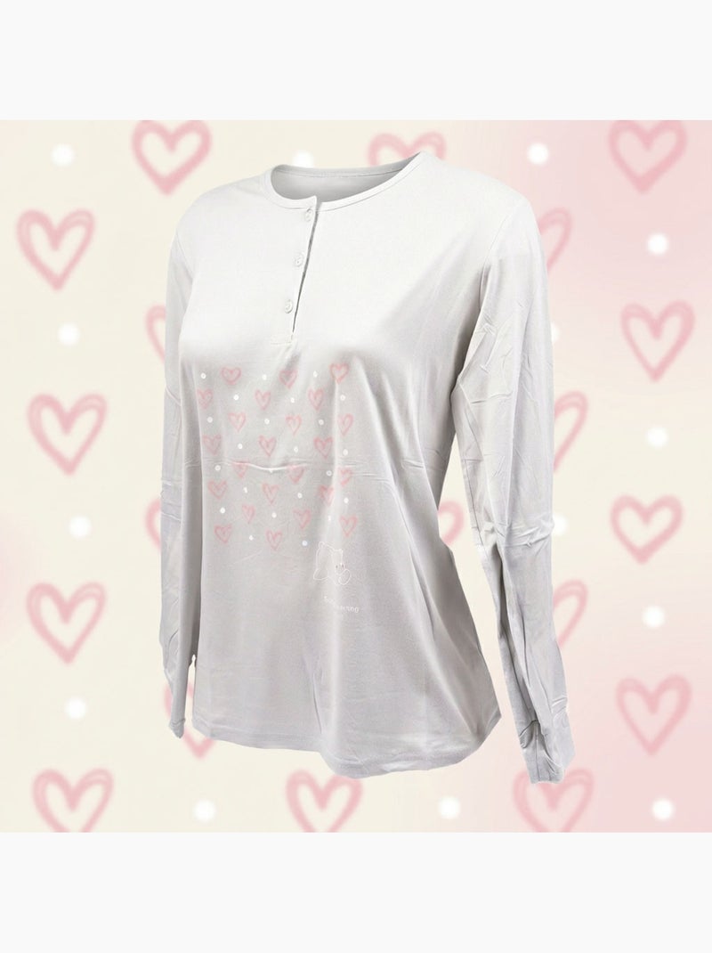 OZABI Pigiama lungo da donna con maniche lunghe Grigio - Kiabi
