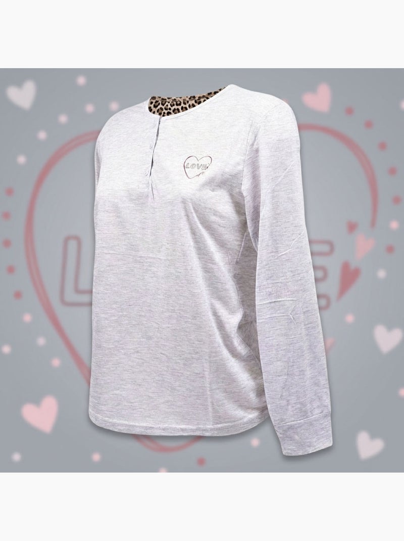 OZABI Pigiama lungo da donna con maniche lunghe Grigio - Kiabi