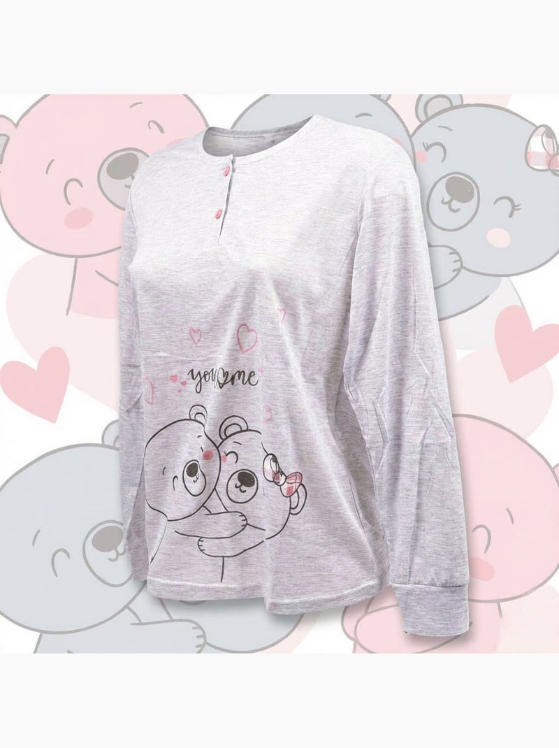 OZABI Pigiama lungo da donna con maniche lunghe Grigio - Kiabi