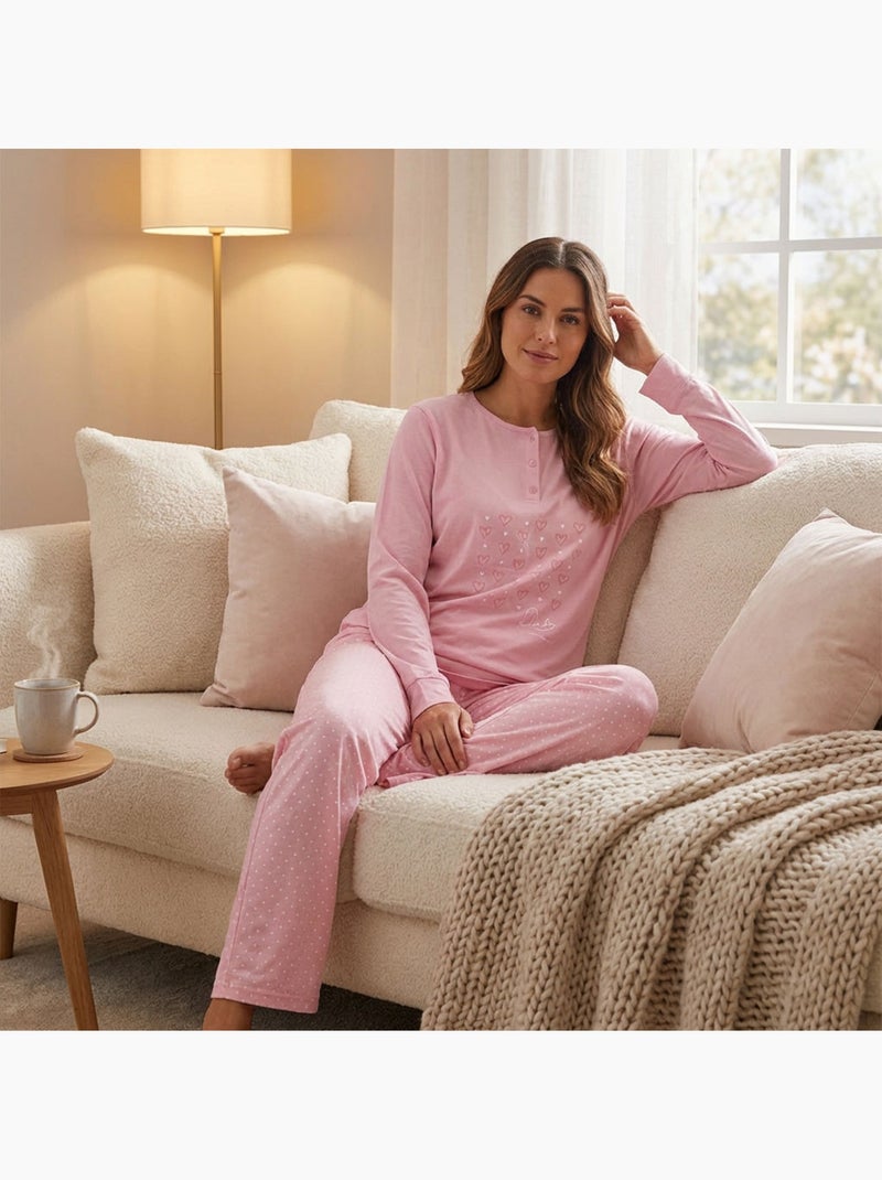 OZABI Pigiama lungo da donna con maniche lunghe Rosa - Kiabi