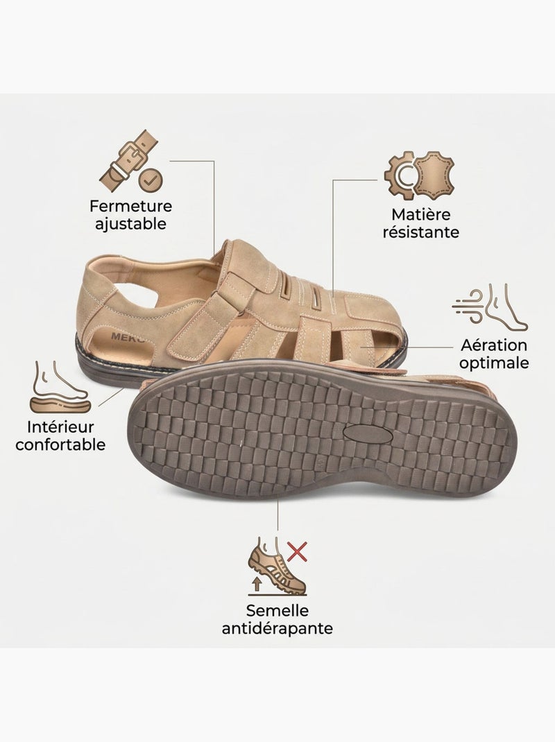 OZABI: sandali chiusi da uomo, comodi e traspiranti per l'estate Beige argilla - Kiabi