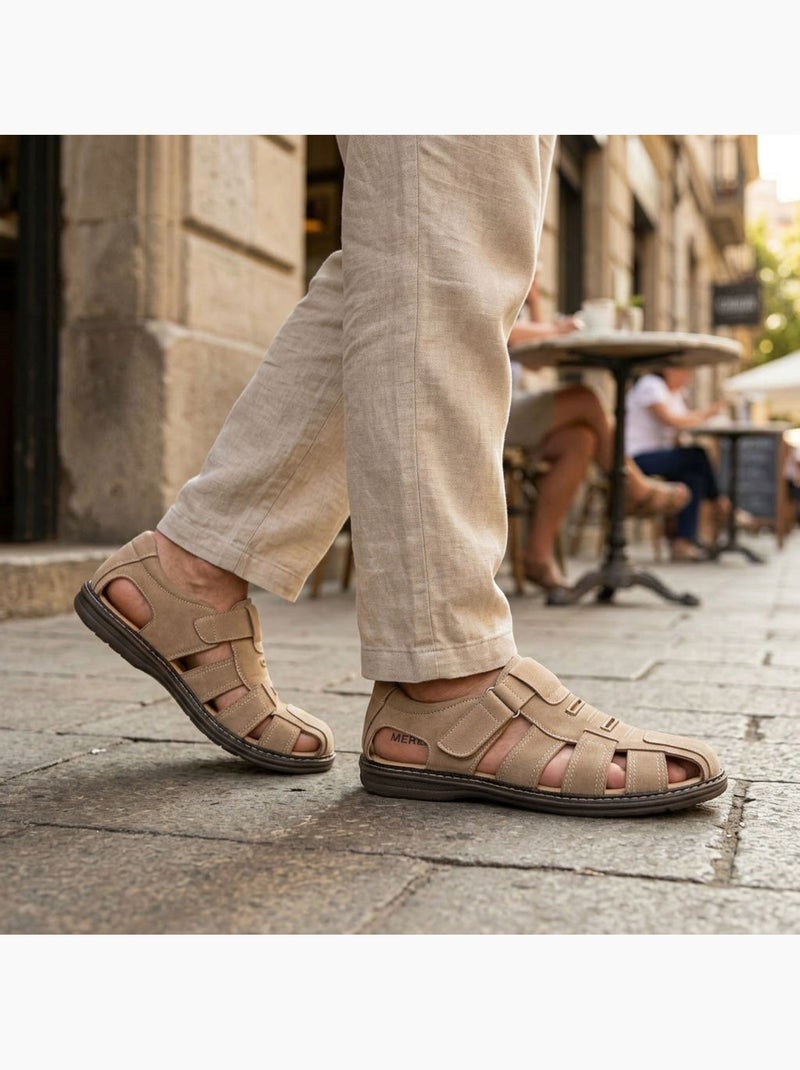 OZABI: sandali chiusi da uomo, comodi e traspiranti per l'estate Beige argilla - Kiabi