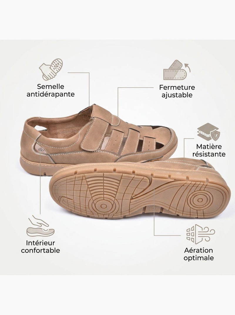 OZABI: sandali chiusi da uomo, comodi e traspiranti per l'estate Cammello - Kiabi
