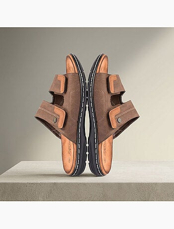 OZABI Sandali uomo comfort doppio velcro suola memory foam