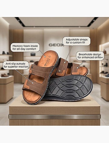 OZABI Sandali uomo comfort doppio velcro suola memory foam
