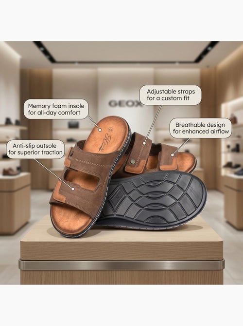 OZABI Sandali uomo comfort doppio velcro suola memory foam - Kiabi OZABI Sandali uomo comfort doppio velcro suola memory foam - Kiabi