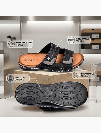 OZABI Sandali uomo comfort doppio velcro suola memory foam