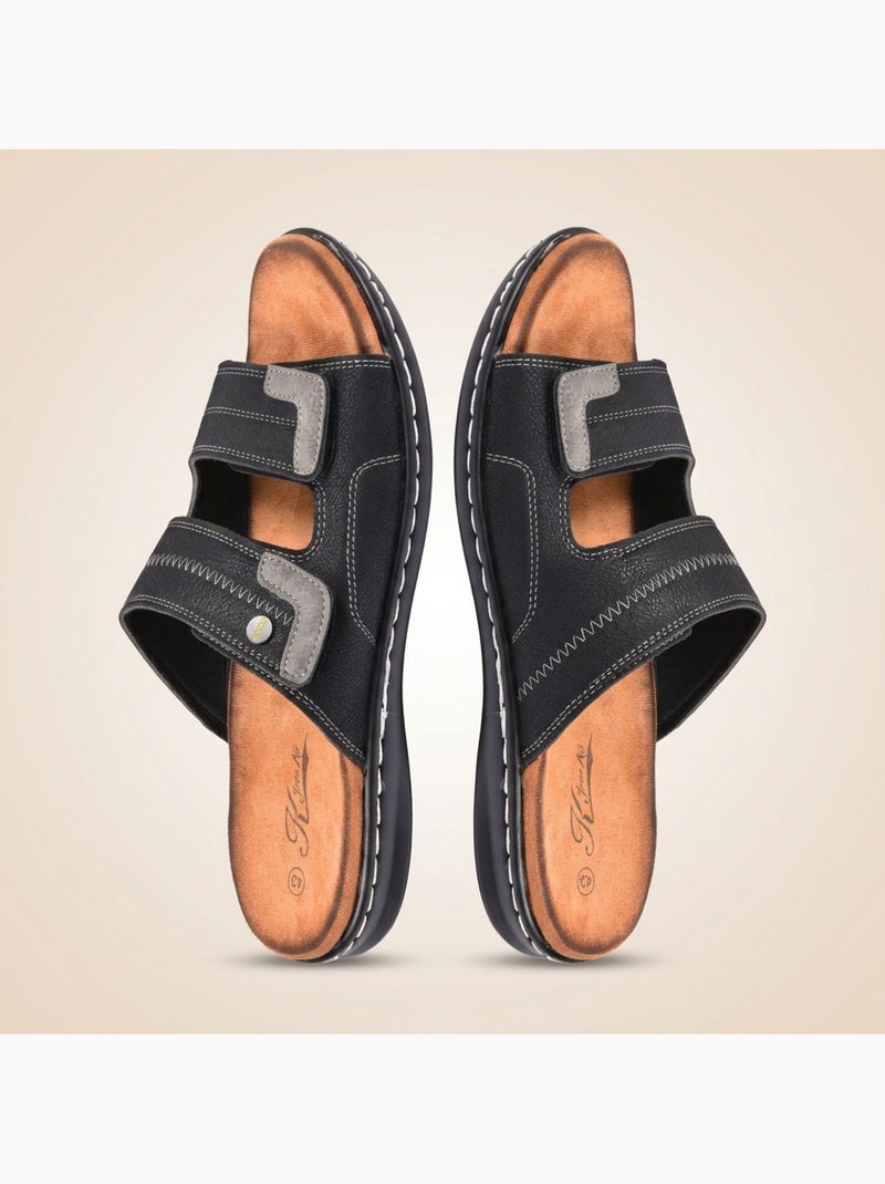 OZABI Sandali uomo comfort doppio velcro suola memory foam Nero - Kiabi