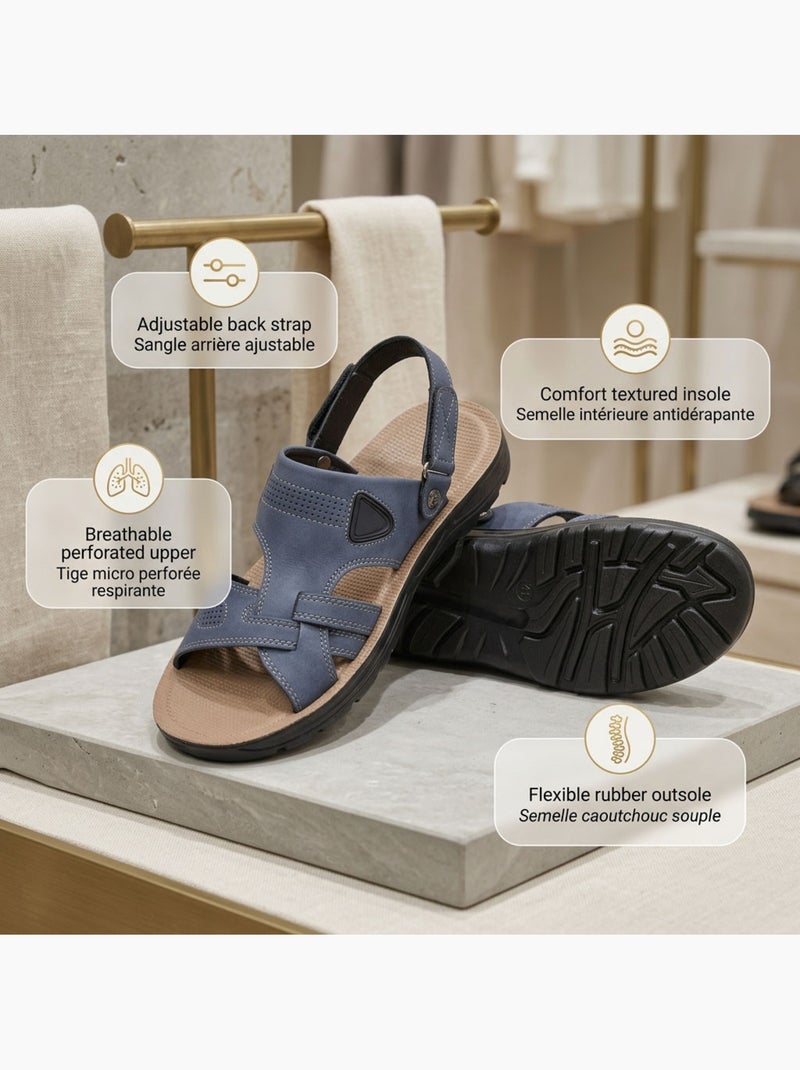 OZABI Sandali Uomo Comfort Suola Morbida Antiscivolo Strappo Blu - Kiabi
