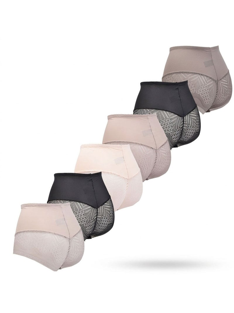 OZABI Set di slip modellanti invisibili da donna in pizzo e laser – Confezione da 6 Beige/Nero - Kiabi