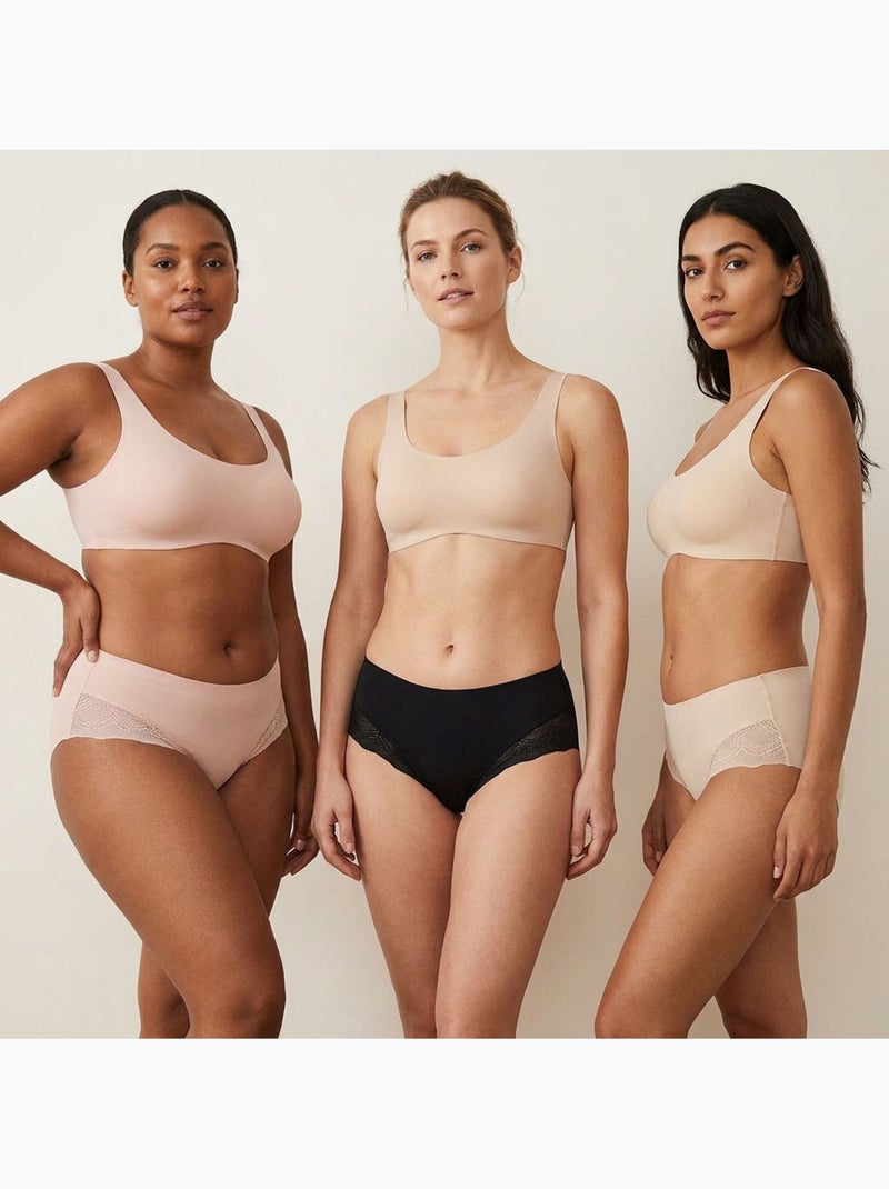 OZABI Set di slip modellanti invisibili da donna in pizzo e laser – Confezione da 6 Nero Beige Nero - Kiabi
