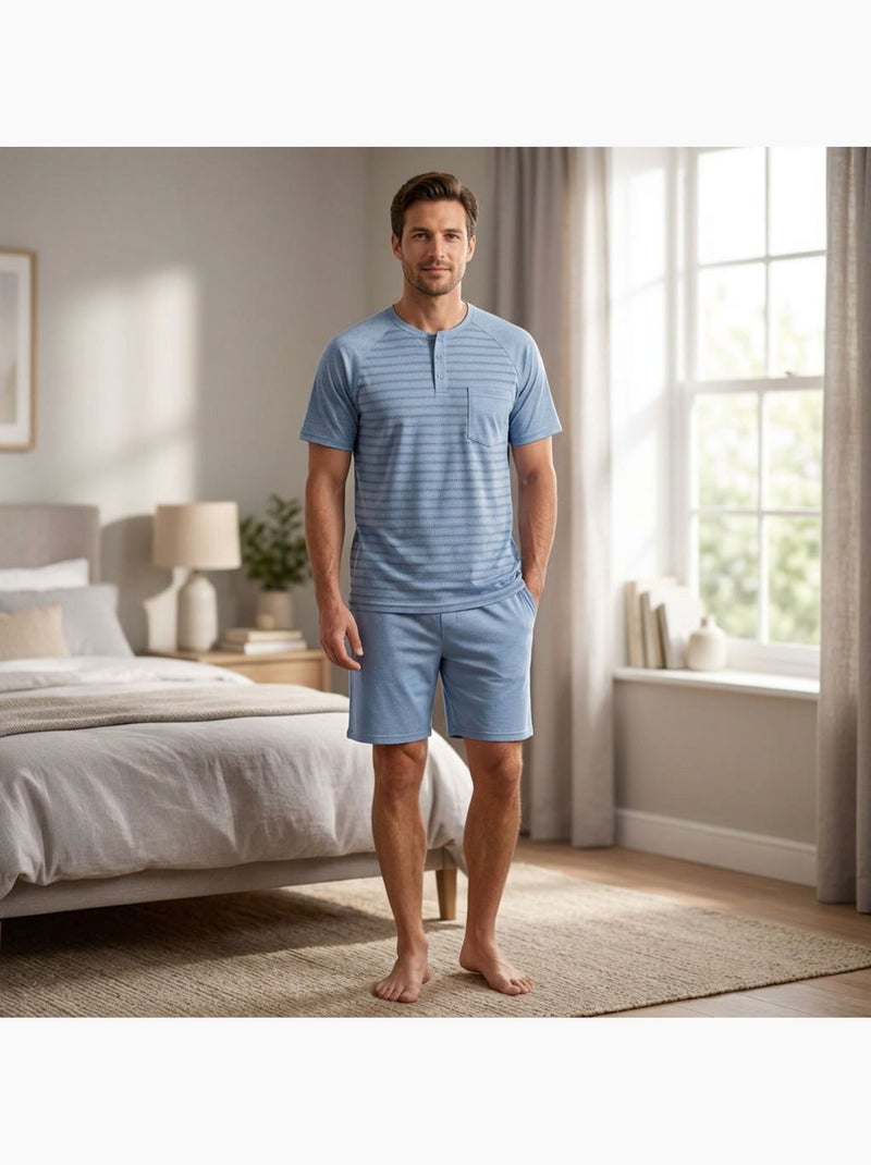 OZABI Set pigiama da uomo corto in cotone Blu - Kiabi