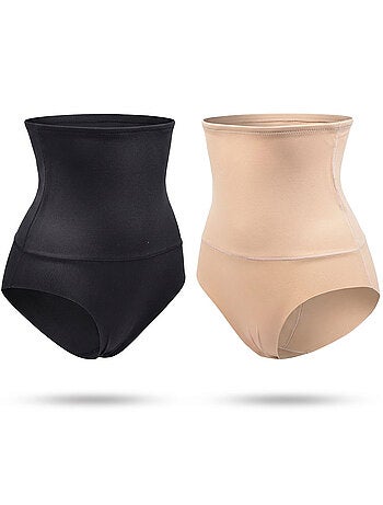 OZABI Slip modellanti da donna a vita alta, confezione da 2, nero e color carne